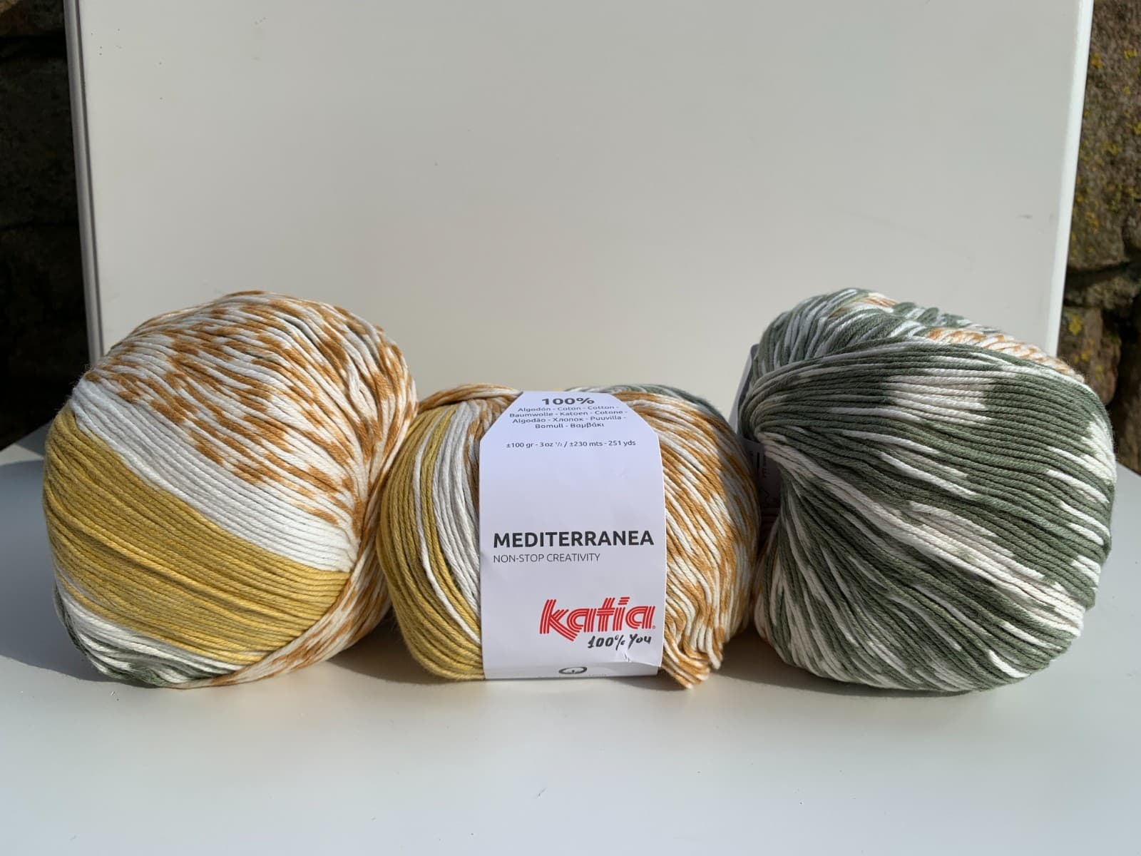 Katia Mediterranea, Baumwolle, verschiedene Farben, Kaki-Ocker