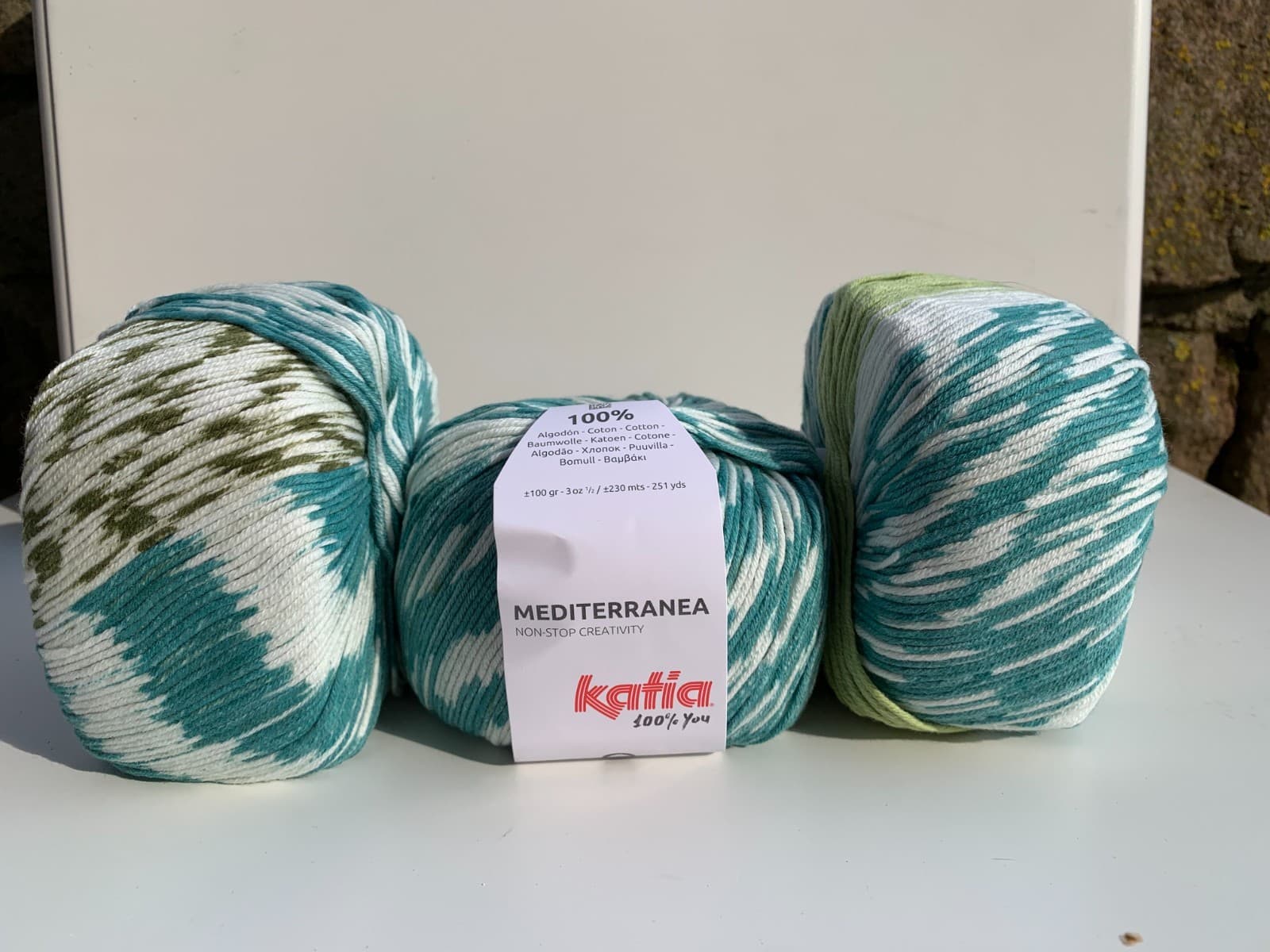 Katia Mediterranea, Baumwolle, verschiedene Farben, Blau-Grün