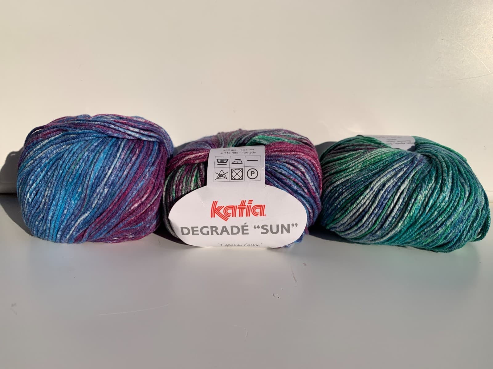 Katia Degradé Sun, Baumwolle, verschiedene Mosaik-Farbverläufe, Blau-Grün-Violett